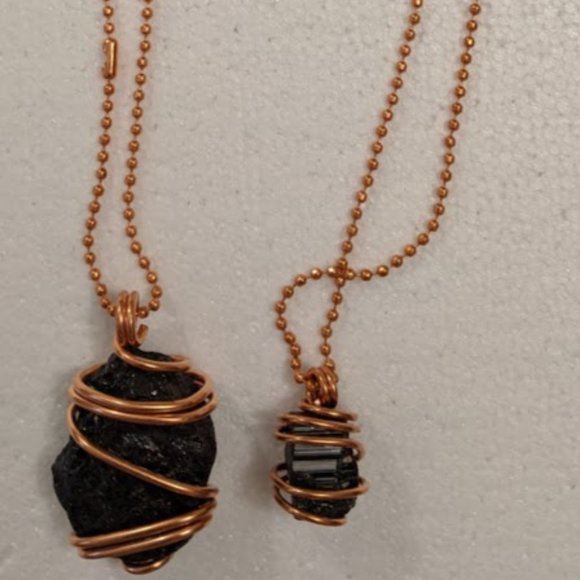 Healing Stones Jewelry - Black Tourmaline Healing Stone with Copper Necklac
